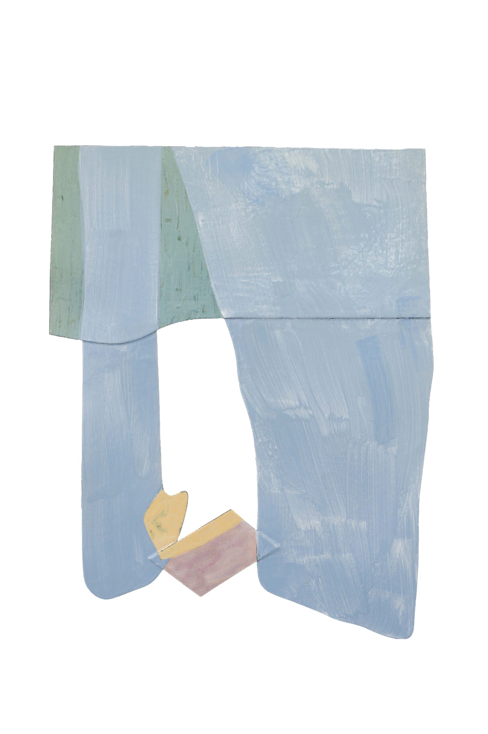 Emaille Collage von der Künstlerin Anne Pruy "gelbe Zwischenräume" freigestellt